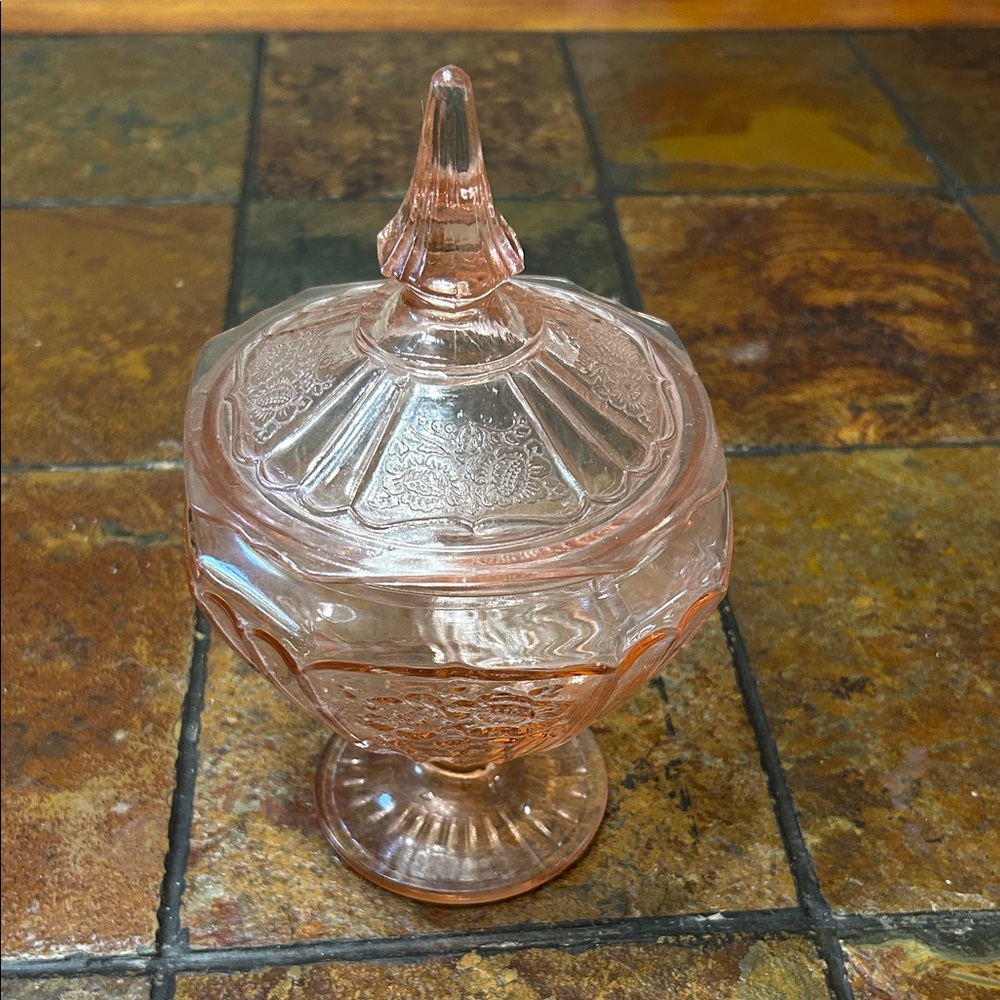 Vintage Pink Glass Candy Dish